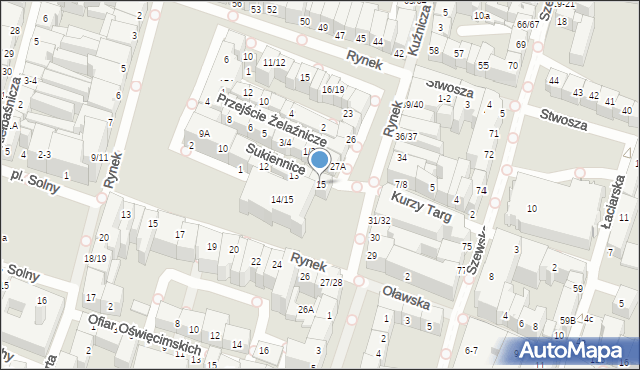 Wrocław, Sukiennice, 15, mapa Wrocławia