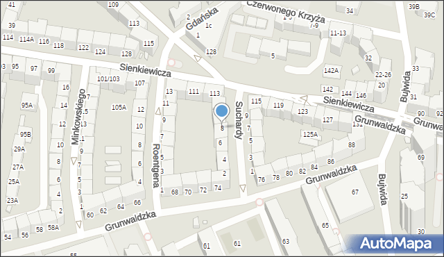 Wrocław, Suchardy Edwarda, 8, mapa Wrocławia