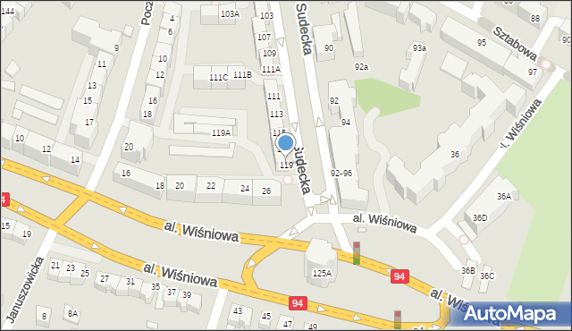 Wrocław, Sudecka, 119, mapa Wrocławia