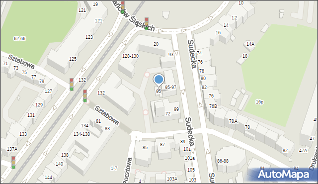 Wrocław, Sudecka, 95, mapa Wrocławia