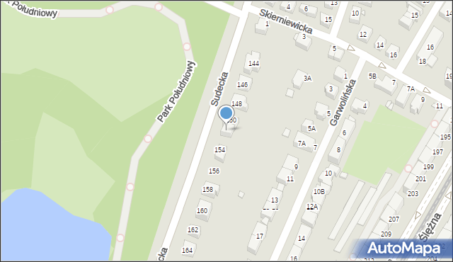 Wrocław, Sudecka, 152, mapa Wrocławia