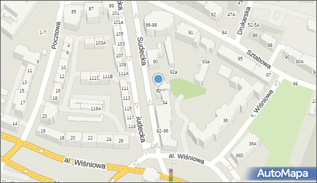 Wrocław, Sudecka, 92, mapa Wrocławia