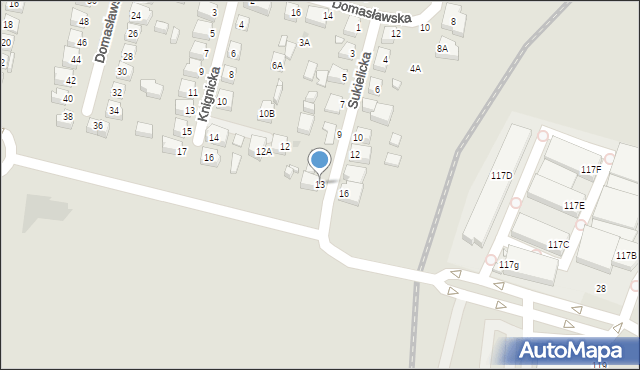 Wrocław, Sukielicka, 13, mapa Wrocławia