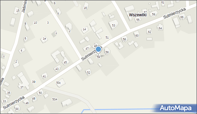 Wszewilki, Sulmierzycka, 54, mapa Wszewilki