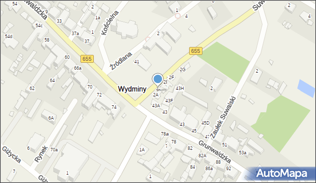 Wydminy, Suwalska, 2B, mapa Wydminy