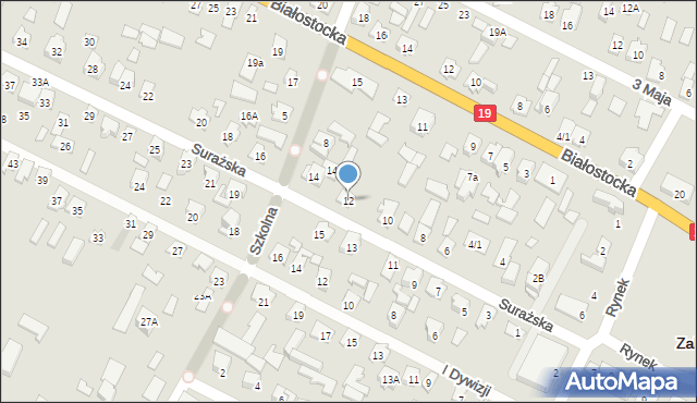 Zabłudów, Surażska, 12, mapa Zabłudów