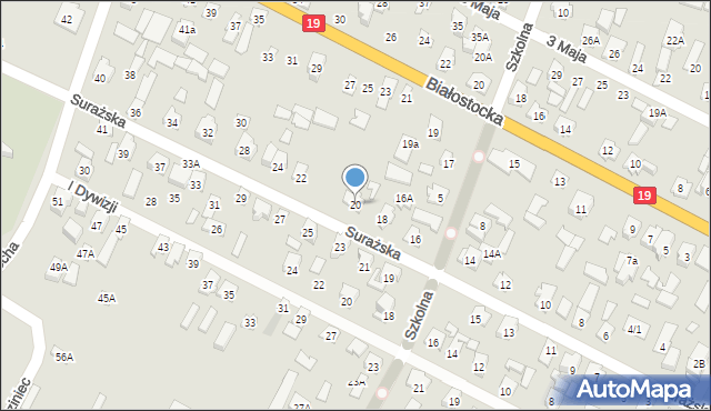 Zabłudów, Surażska, 20, mapa Zabłudów