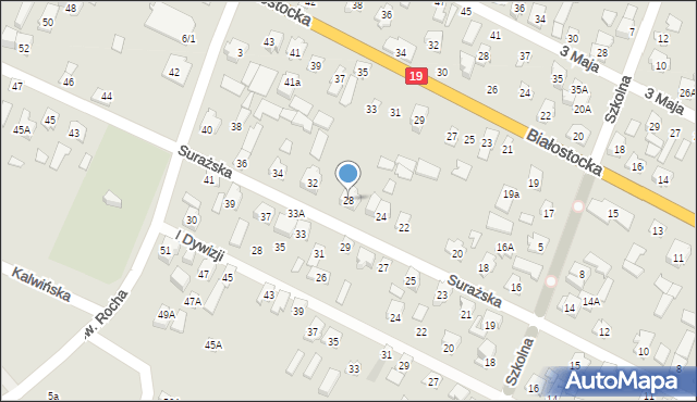 Zabłudów, Surażska, 28, mapa Zabłudów