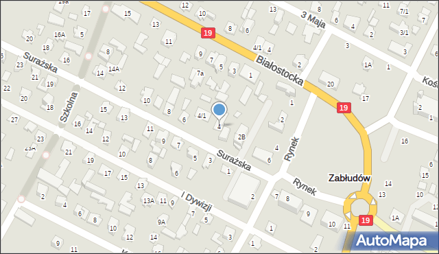 Zabłudów, Surażska, 4, mapa Zabłudów
