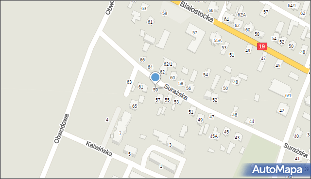 Zabłudów, Surażska, 59, mapa Zabłudów