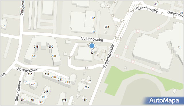 Zielona Góra, Sulechowska, 32, mapa Zielona Góra