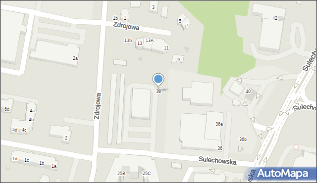 Zielona Góra, Sulechowska, 38, mapa Zielona Góra