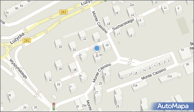 Zielona Góra, Sucharskiego Henryka, mjr., 21, mapa Zielona Góra