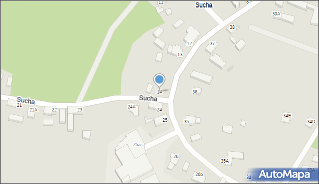 Zielona Góra, Sucha, 14, mapa Zielona Góra