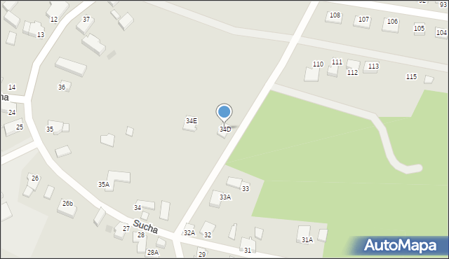 Zielona Góra, Sucha, 34D, mapa Zielona Góra