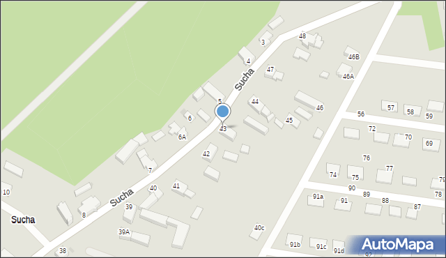 Zielona Góra, Sucha, 43, mapa Zielona Góra