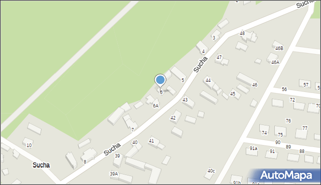 Zielona Góra, Sucha, 6, mapa Zielona Góra