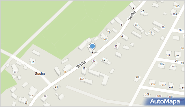 Zielona Góra, Sucha, 7, mapa Zielona Góra