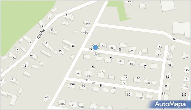 Zielona Góra, Sucha, 72, mapa Zielona Góra