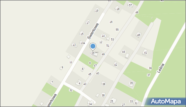Anielin Swędowski, Świerkowa, 10, mapa Anielin Swędowski