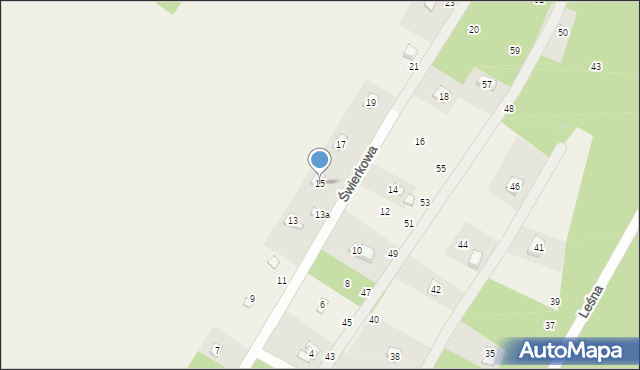 Anielin Swędowski, Świerkowa, 15, mapa Anielin Swędowski