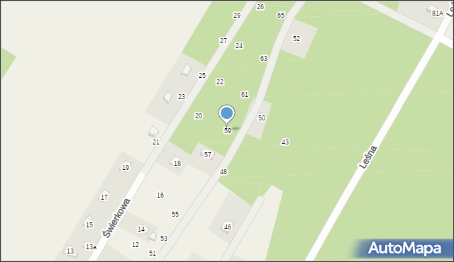 Anielin Swędowski, Świerkowa, 59, mapa Anielin Swędowski