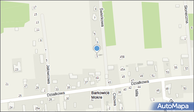 Barkowice Mokre, Świerkowa, 1, mapa Barkowice Mokre
