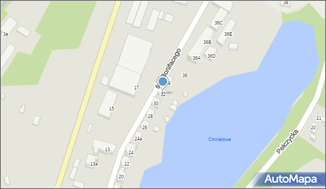 Barlinek, św. Bonifacego, 32, mapa Barlinek