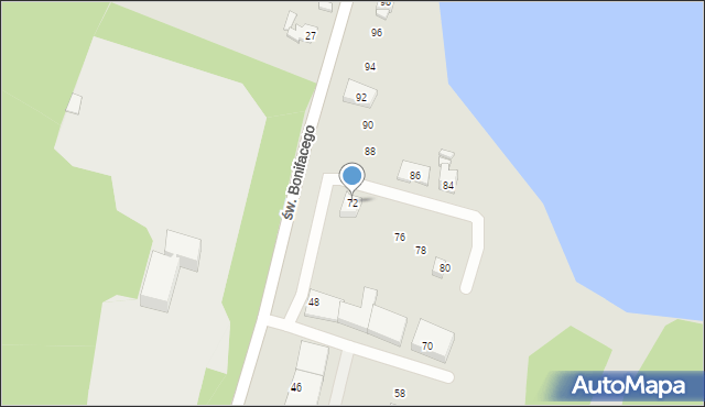 Barlinek, św. Bonifacego, 72, mapa Barlinek