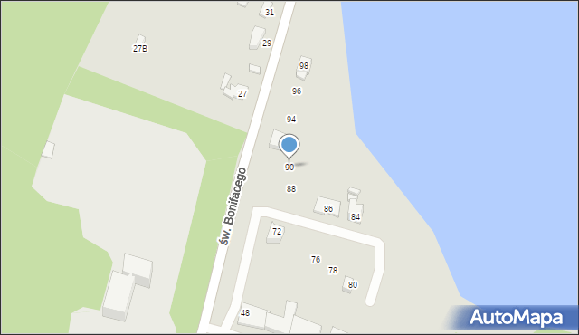 Barlinek, św. Bonifacego, 90, mapa Barlinek