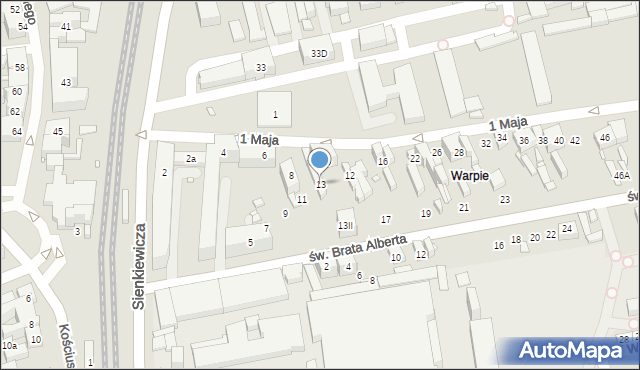 Będzin, św. Brata Alberta, 13, mapa Będzin