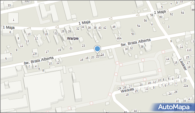 Będzin, św. Brata Alberta, 22, mapa Będzin