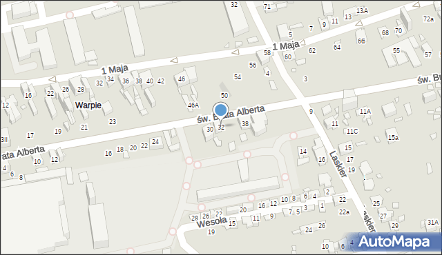Będzin, św. Brata Alberta, 32, mapa Będzin