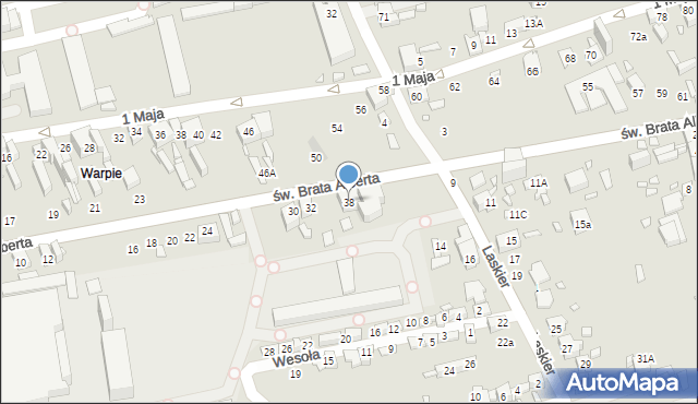 Będzin, św. Brata Alberta, 38, mapa Będzin