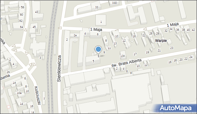 Będzin, św. Brata Alberta, 7, mapa Będzin