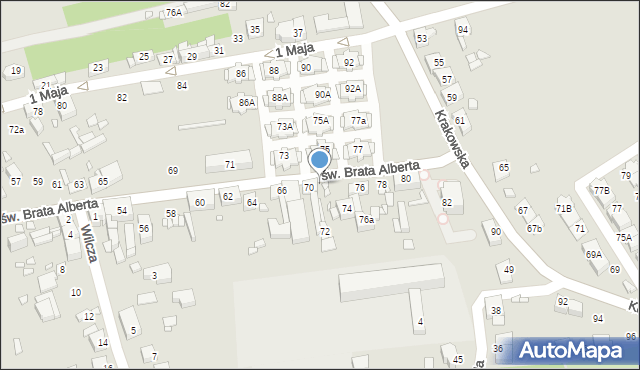 Będzin, św. Brata Alberta, 72b, mapa Będzin