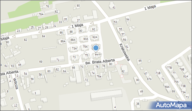 Będzin, św. Brata Alberta, 77, mapa Będzin