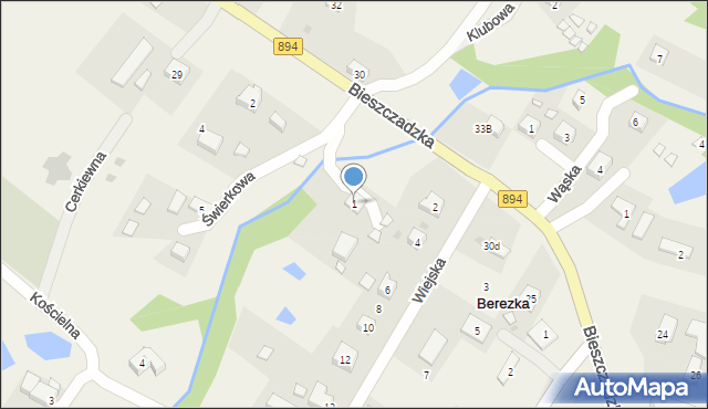 Berezka, Świerkowa, 1, mapa Berezka