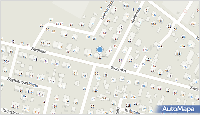 Biała Podlaska, Sworska, 21, mapa Białej Podlaskiej