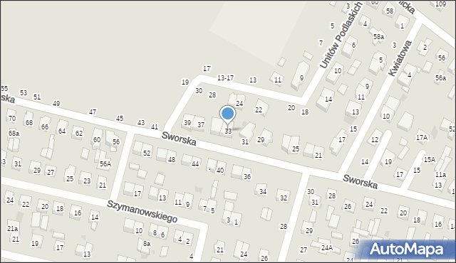 Biała Podlaska, Sworska, 33, mapa Białej Podlaskiej