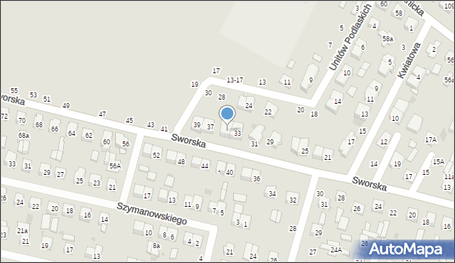 Biała Podlaska, Sworska, 35, mapa Białej Podlaskiej