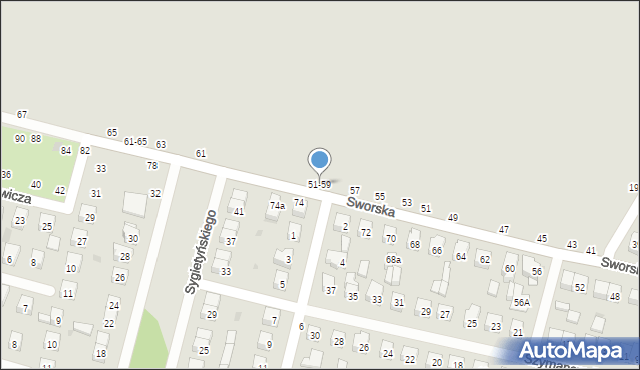 Biała Podlaska, Sworska, 51-59, mapa Białej Podlaskiej