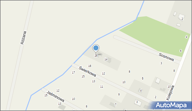 Białuń, Świerkowa, 16, mapa Białuń