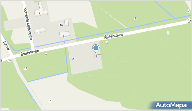 Biały Ług, Świerkowa, 5, mapa Biały Ług