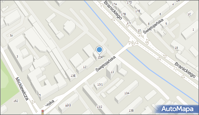 Białystok, Świętojańska, 12A, mapa Białegostoku