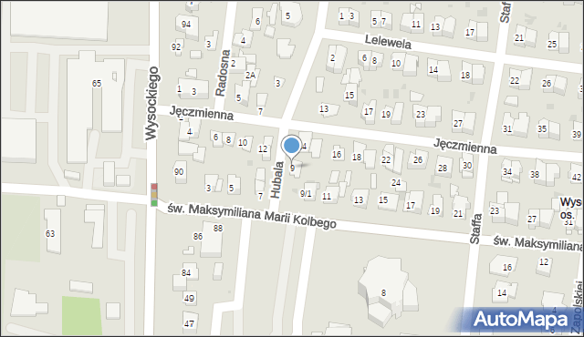Białystok, św. Maksymiliana Marii Kolbego, 9, mapa Białegostoku
