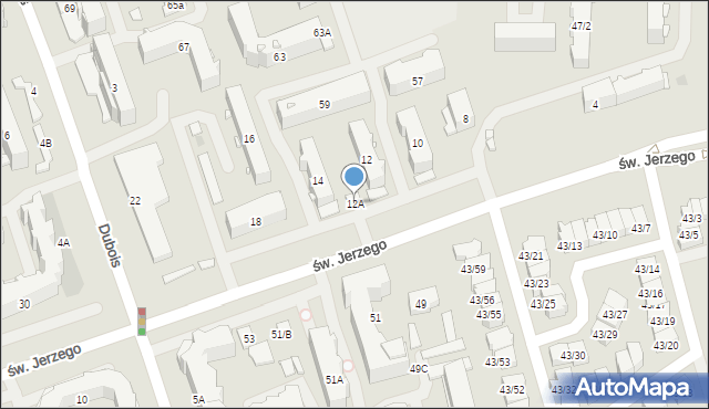 Białystok, św. Jerzego, 12A, mapa Białegostoku