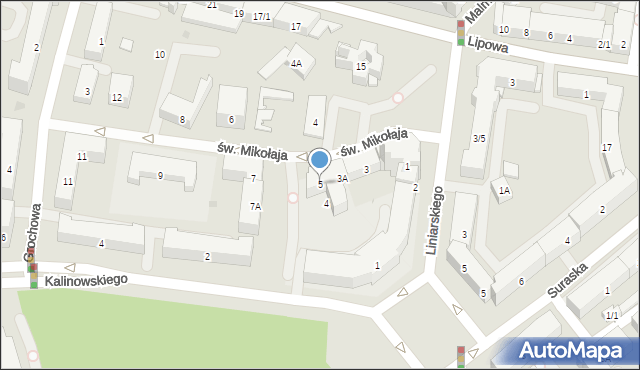 Białystok, św. Mikołaja, 5, mapa Białegostoku