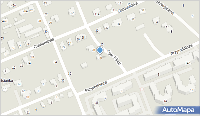 Białystok, św. Kingi, 30, mapa Białegostoku
