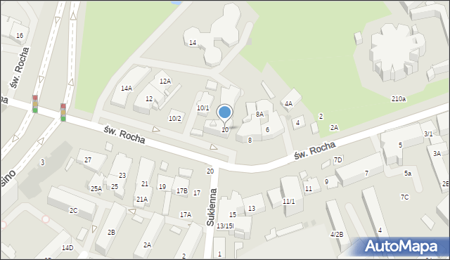 Białystok, św. Rocha, 10, mapa Białegostoku